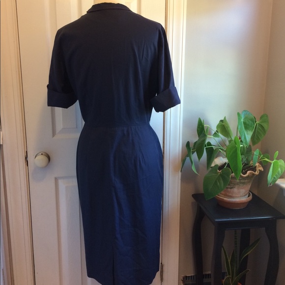 Vintage Navy Blue W/ Red Trim Womans Uniform Dress - Picture 8 of 8
